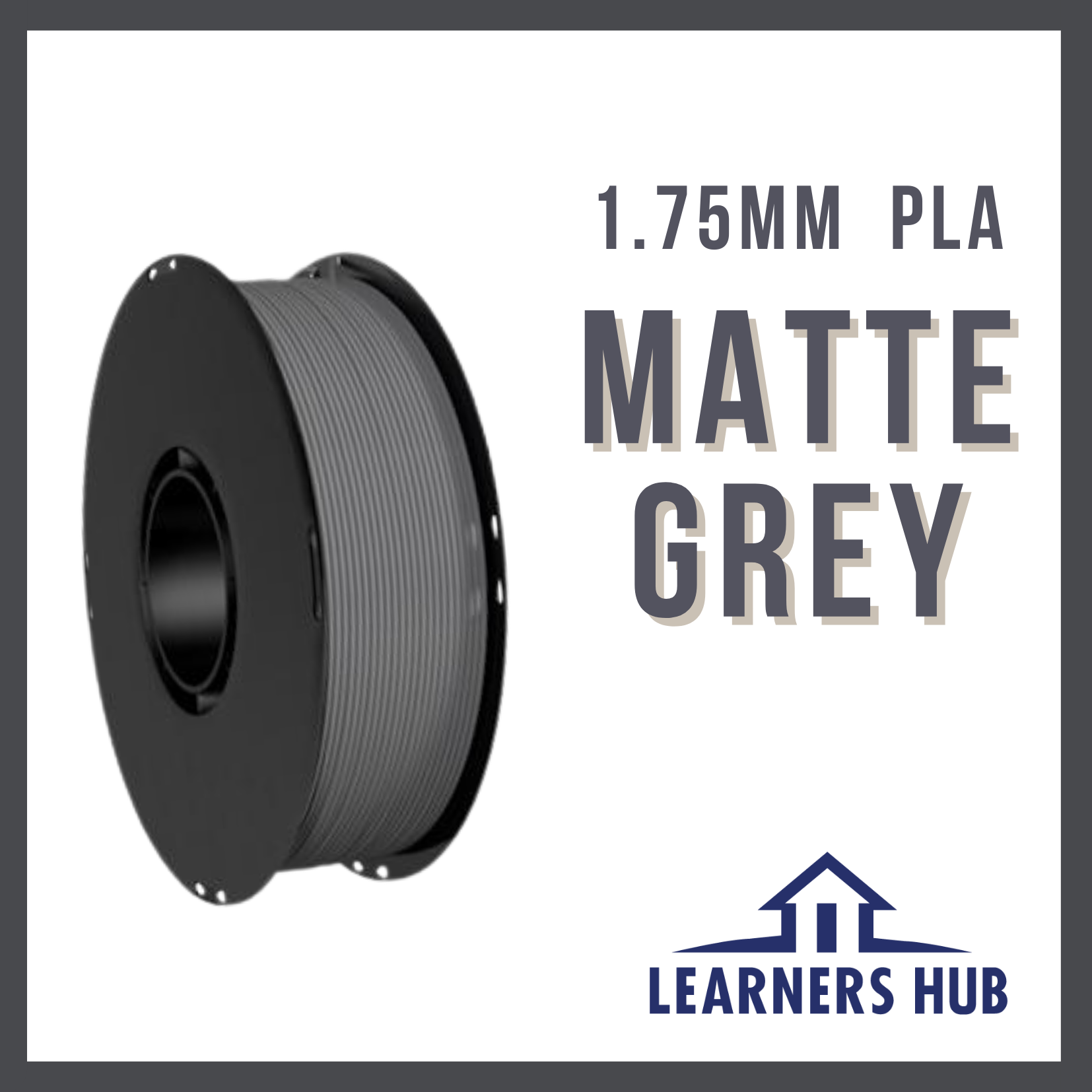1KG 1.75mm Matt Grey PLA Filament
