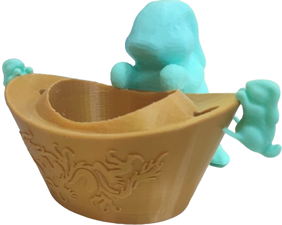 Water Rabbit and Yuan Bao (元宝) Self-watering Flower Pot