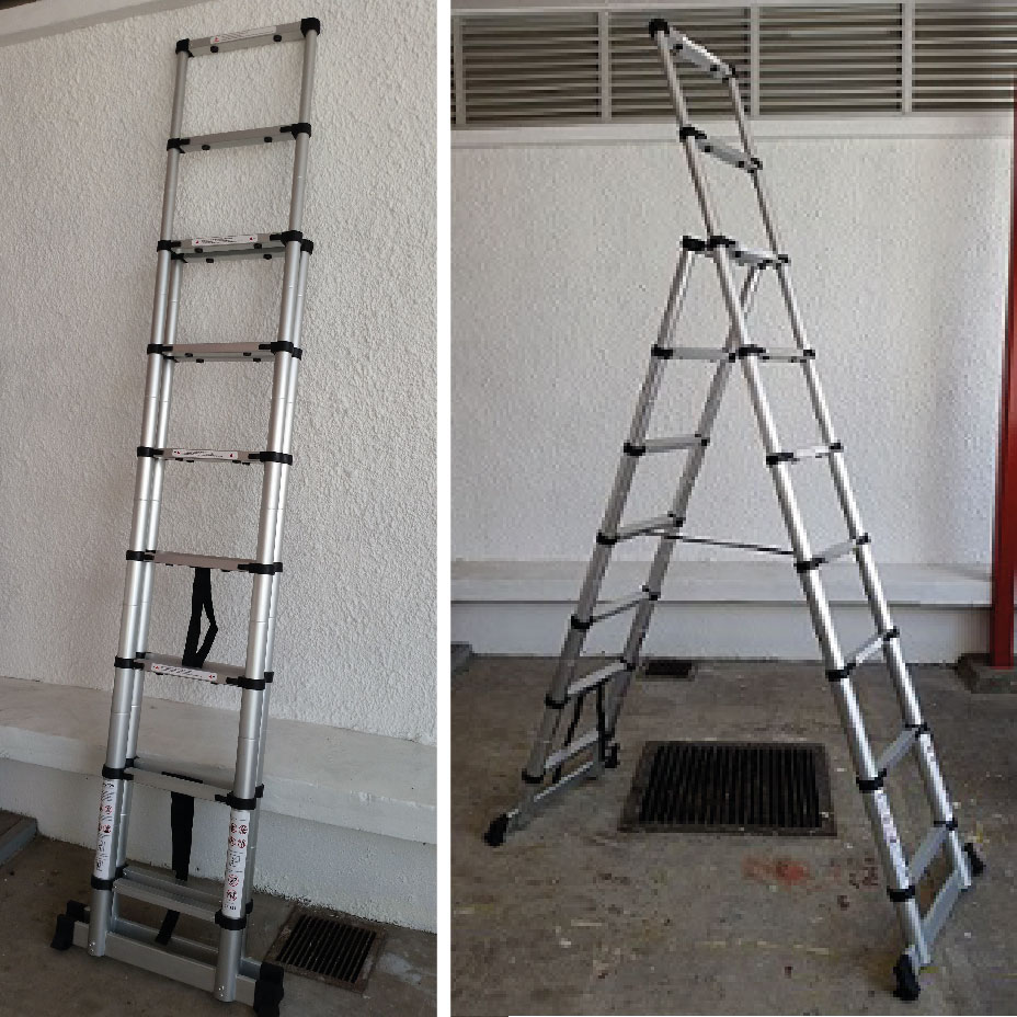 7+2 Steps - reach 3.7m - Tele-ProSteps Telescopic Ladder